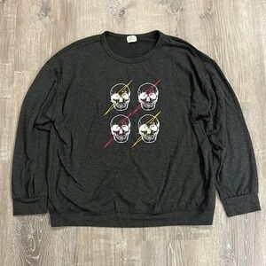 Blue Buttercup Skull Lightning Bolt Stretch Lightweight Sweatshirt